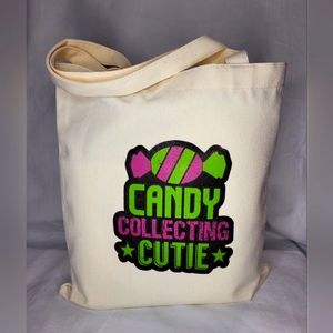 Custom made canvas Halloween trick or treat tote bag